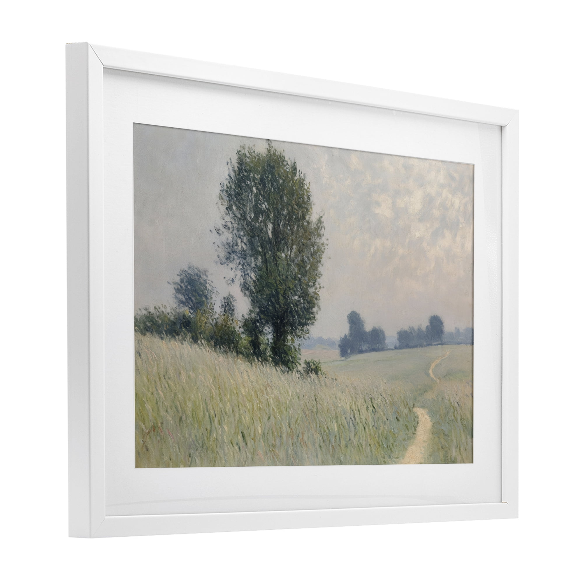 Stupell Industries Tall Grass Path Through Meadow White Framed Print Under Glass, design by Petal Prints Design