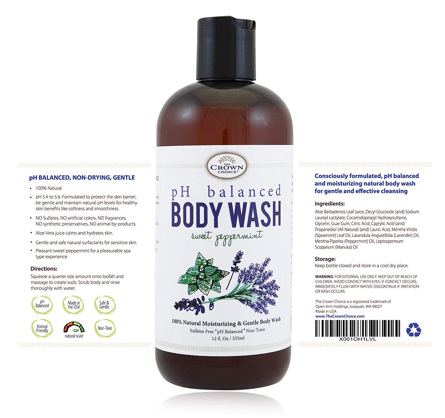 100 Natural Vegan Liquid Bath Soap Ph Balanced Body Wash For