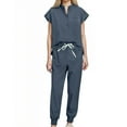 thumbnail image 2 of FNFYFH Scrubs Sets for Women Cap Sleeve V Neck Scrub Tops and Drawstring Jogger Pants Nurse Uniform with Pockets, 2 of 9