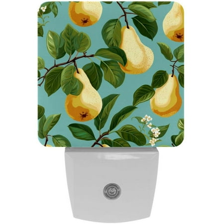 

2 Pack Auto Dusk-to-Dawn Sensor Night Lights Fruit Pear Plug-in Home Office Decorative Lamp for Adult 0.5W LED Nightlights for Bedroom Bathroom Hallway Stairs