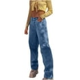 thumbnail image 3 of IROINNID Relaxed Pants For Women Comfort Waist Fashion High Waist Loose Pocket Blue Pants Solid Color Jean, 3 of 9