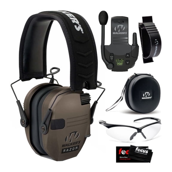 Walker's Razor Slim Electronic Muff ULTIMATE RANGE BUNDLE, Flat Dark Earth