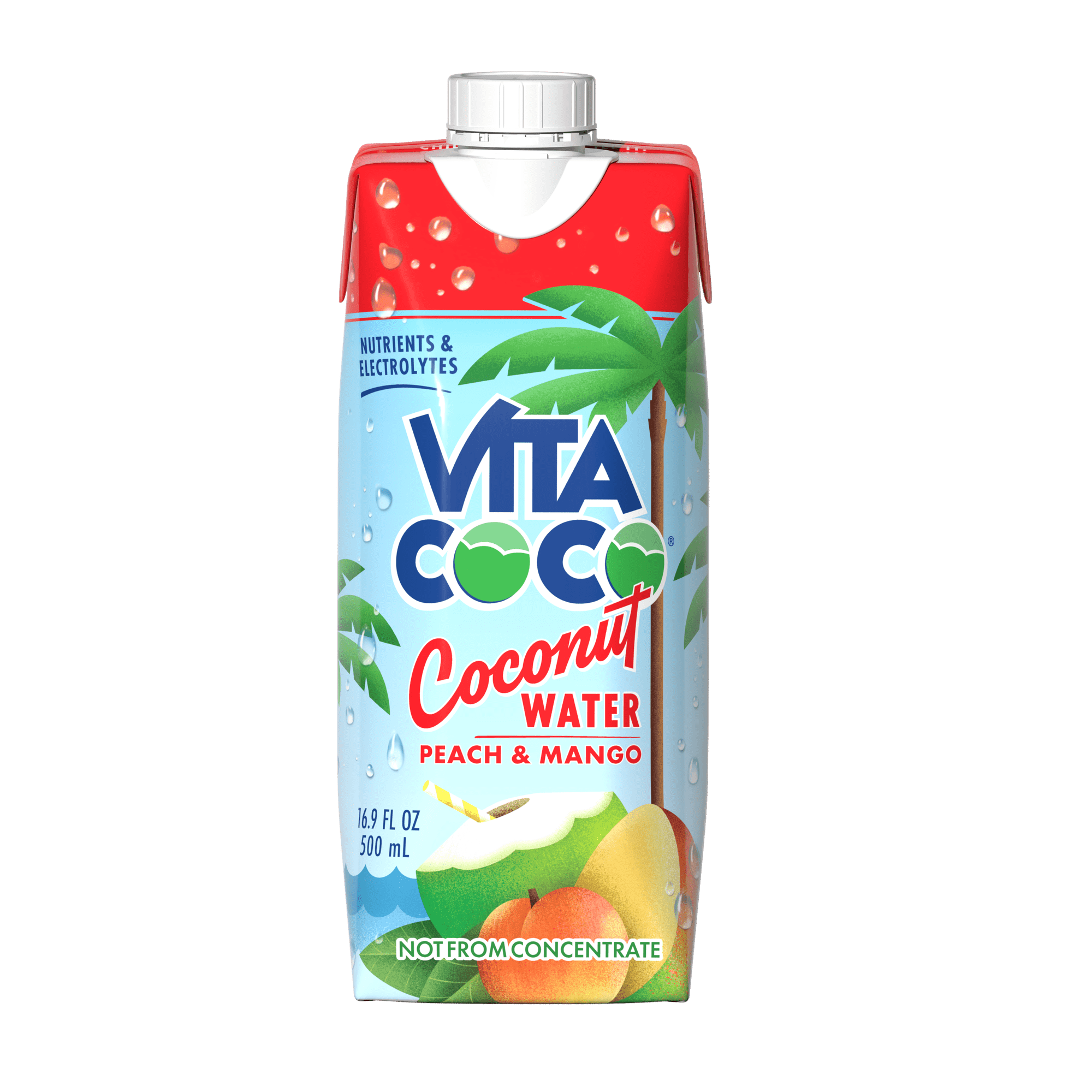 Vita Coco Coconut Water, Peach Mango, 16.9 fl oz Tetra