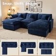 thumbnail image 3 of Ovios 108" Modular Sofa U-Shaped Cloud Sectional Couch with 2 Ottomans, Comfy Deep Seat Chenille Sofa for Living Room, Apartment, Dark Blue, 3 of 10