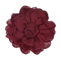 Uxcell Rose Flower Brooches and Pins for Women, Lapel Pins Dainty Satin Fabric Big Camellia Hair Flowers Clips Wine Red
