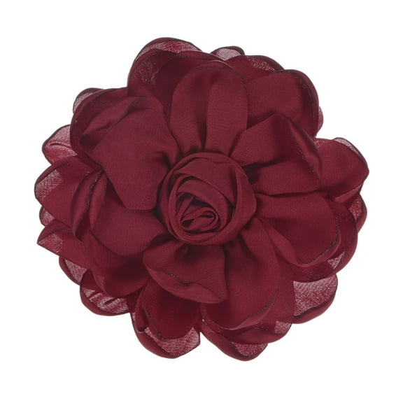 Uxcell Rose Flower Brooches and Pins for Women, Lapel Pins Dainty Satin Fabric Big Camellia Hair Flowers Clips Wine Red