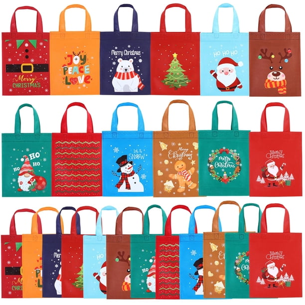 Bolsas de regalo de Navidad Toulite, paquete de 24 unidades, no tejidas, 20 x 25 cm