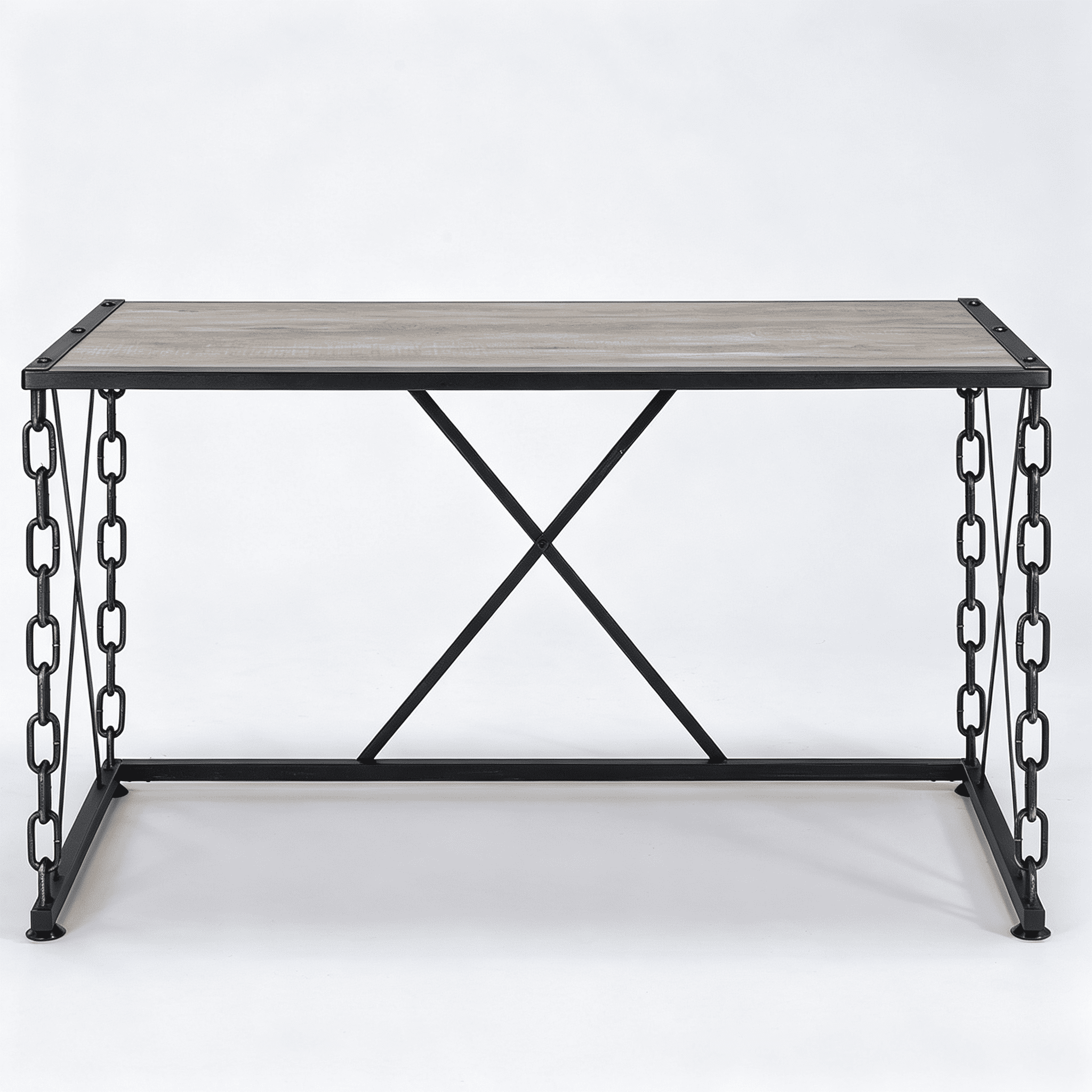 Astoutdoor Rustic Oak and Antique Black Rectangular Desk