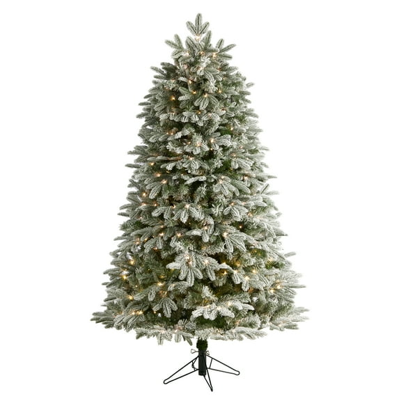 Nearly Natural Prelit LED Flocked Fir Artificial Christmas Tree, 6'