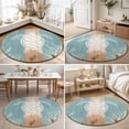 thumbnail image 4 of Small Round Rug 3Ft, Coastal Sea Turtle Non-Slip Washable Circle Rugs Carpet, Summer Coral Ocean Vintage Wood Indoor Outdoor Rug Floor Mats Throw Runner for Bedroom Living Room Bathroom, 4 of 8