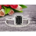 thumbnail image 1 of 2.25 Carat Emerald Cut Wedding Set Black Diamond Moissanite Engagement Ring With Matching Band On 10k White Gold, 1 of 5