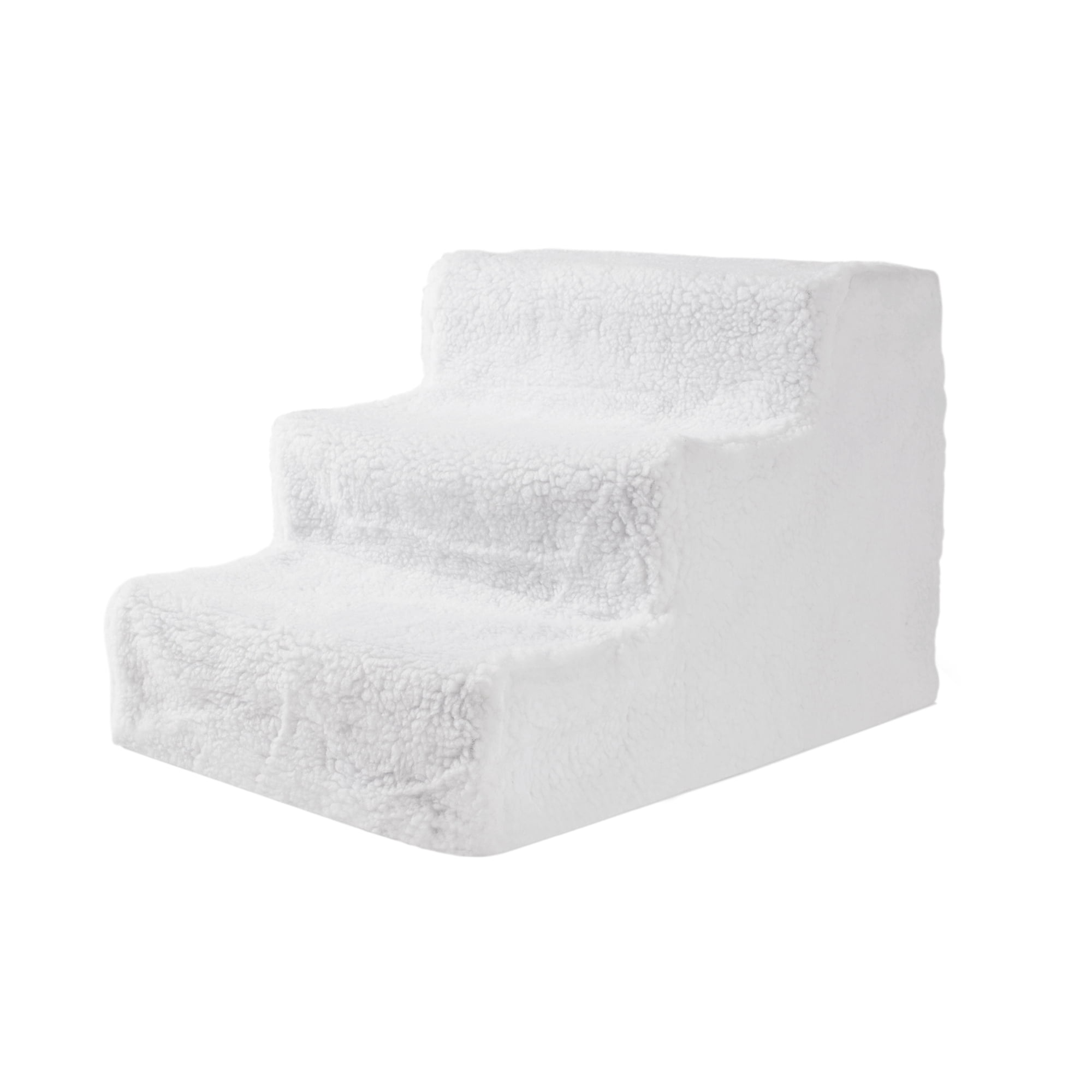 Pet-Able F8261 Three-Step Pet Stairs In Soft White Fabric