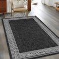 thumbnail image 3 of Black Retro Greek Key Large Area Rugs for Bedroom Living Room, Soft Non Slip Carpet Bedside Rug, Greece Ancient Rustic Geometric Rectangular Floor Cover Kitchen Accent Rug 3'x5' for Office, 3 of 9