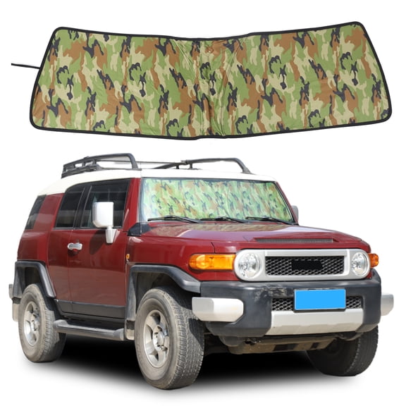 Front Windshield Sunshade for 2007-2021 Toyota FJ Cruiser Windshield Sunshade Sun Visor UV Blocker Privacy Protector Custom Sunscreen Heat Shield Keep your car cool Lightweight and Portable