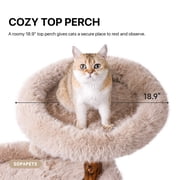 Sopapets 44H Cat Tree Tower Natural Wood With Scratching Posts&Real Branch Design, Heavy Duty Aesthetic Cat Tower for Large Cats, Apricot