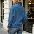 thumbnail image 5 of Smupbvky Womens Sweatshirts Trendy 3/4 Zip Pullover with Pocket Long Sleeve Drop Shoulder Casual Seam Tops Loose Fit (M, Blue), 5 of 6