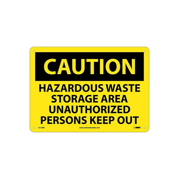 National Marker Caution Signs; Hazardous Waste Storage Area Unauthorized Persons Keep Out 10X14