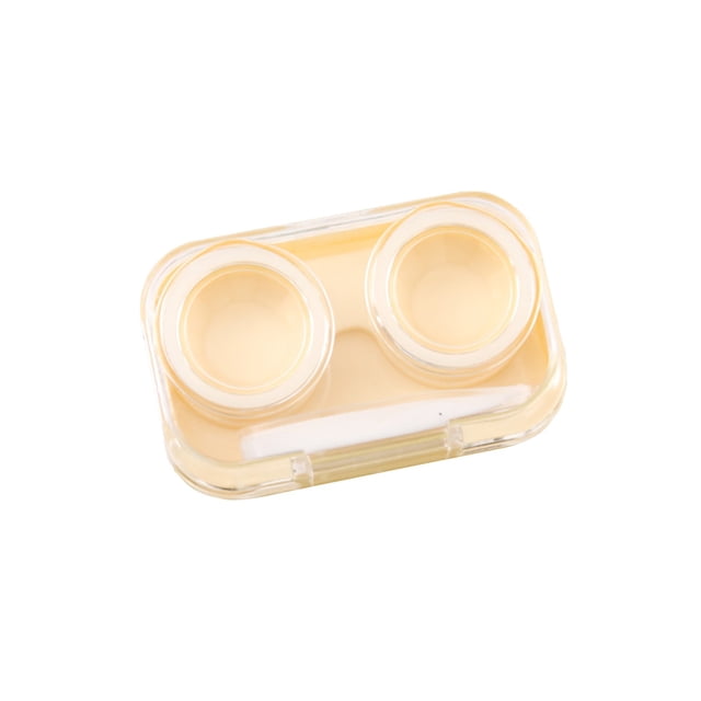 Yellow Plastic Contacts Lens Case Portable Travel Storage Box Compact Holder Daily Travel Use
