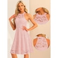 thumbnail image 2 of DARING DIVA Halter Neck Sleeveless Cocktail A-Line Dress M Pink, 2 of 6