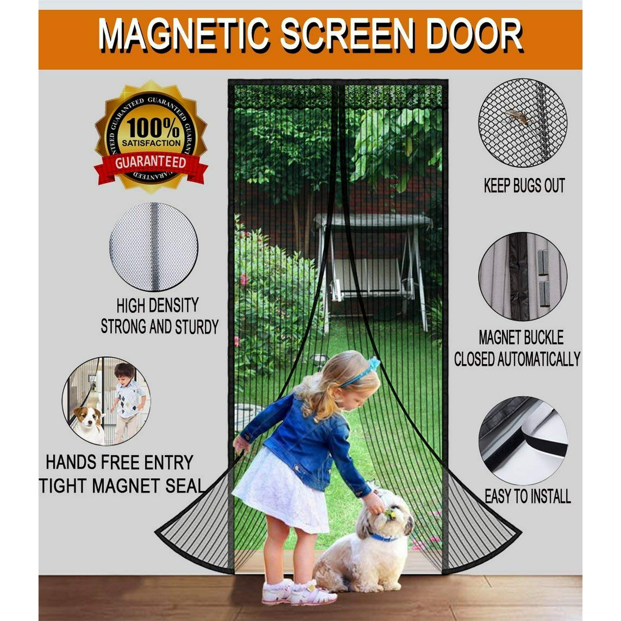 Cnmodle Hands Free Mesh Magnetic Screen Door 47 X 83 Fit Doors
