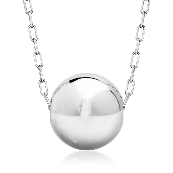 Ross-Simons Italian Sterling Silver Bead Paper Clip Link Necklace, Women's, Adult