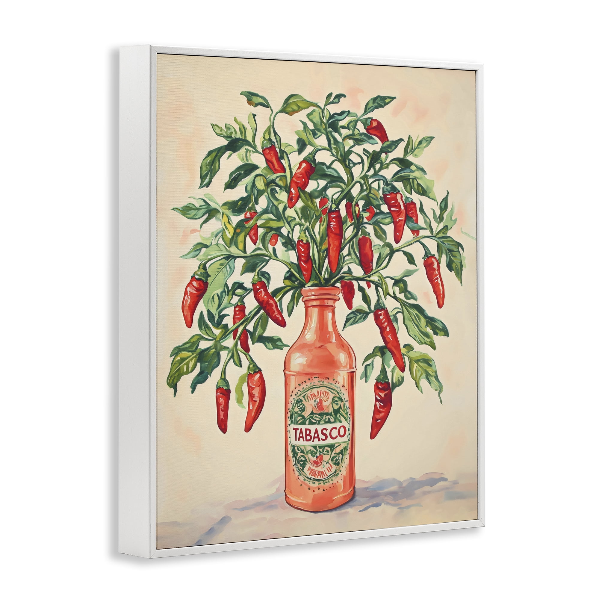 Stupell Industries Chili Peppers in Hot Sauce Vase White Framed Giclee Art, design by The Prints Vibe