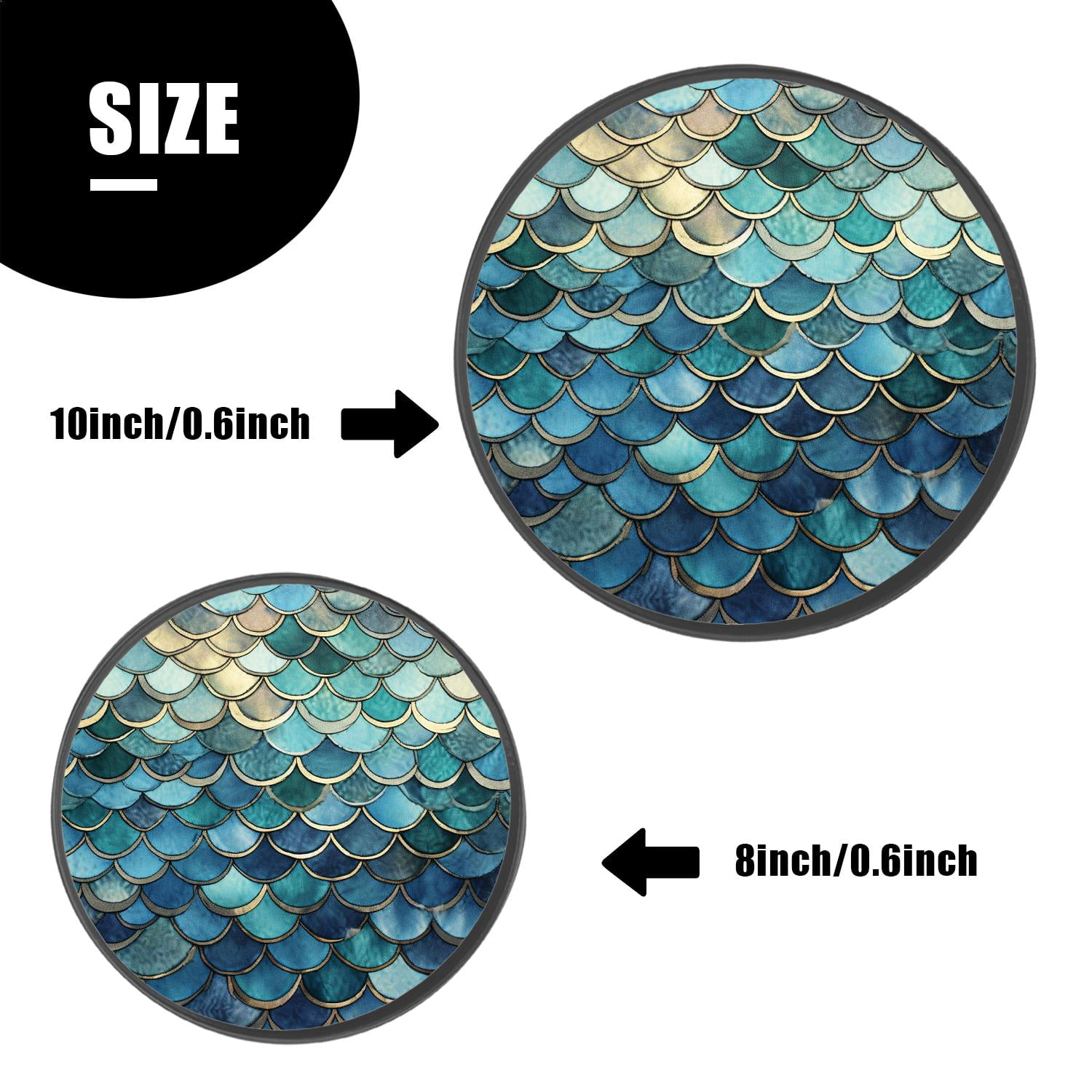 Round Stove Burner Covers 4 Pcs for Home Decor Cooktop Decorative ,Fish Scale Ocean Wave Japanese Multicolor, Metal Round Stove Burner Covers 8Inch And 10Inch