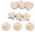 thumbnail image 6 of 90Pcs Assorted Shape Wooden Craft Beads Heart Star Round Shape Beads with Hole for Jewelry Making Holiday Decorations, 6 of 8