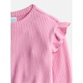 thumbnail image 2 of Wonder Nation Toddler Girls' Ribbed Top and Wide Leg Pants Set, 2-Piece, Sizes 12M-5T, 2 of 3