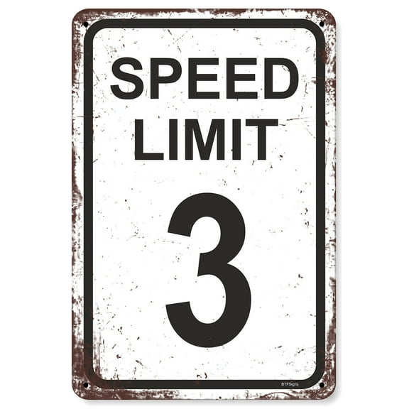 BTFSigns 8"x12" Speed Limit 3 Sign Traffic Road Signs for Boys Race Car Party Decor Funny Metal Aluminum Signs Racing 3rd Birthday Decoration Gifts