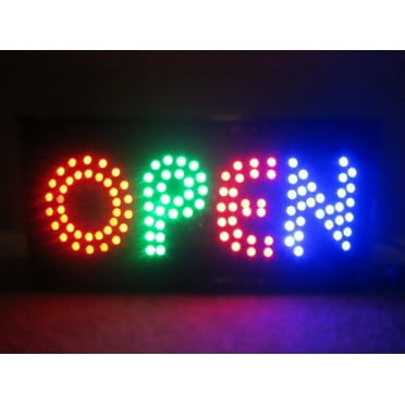 2xhome LED Open Sign Bold – High Visibility, Multi-Color, Animated Neon Light with Motion Effects, On/Off Switch, Chain for Business Displays (19" x 10")