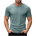 thumbnail image 2 of LEKWK Mens Basic T Shirt Short Sleeve Soft Lightweight Breathable Crewneck Stretch Tee Athletic Fit Casual Workout Tops Travel Layering Summer Daily Tees Green XXL, 2 of 7