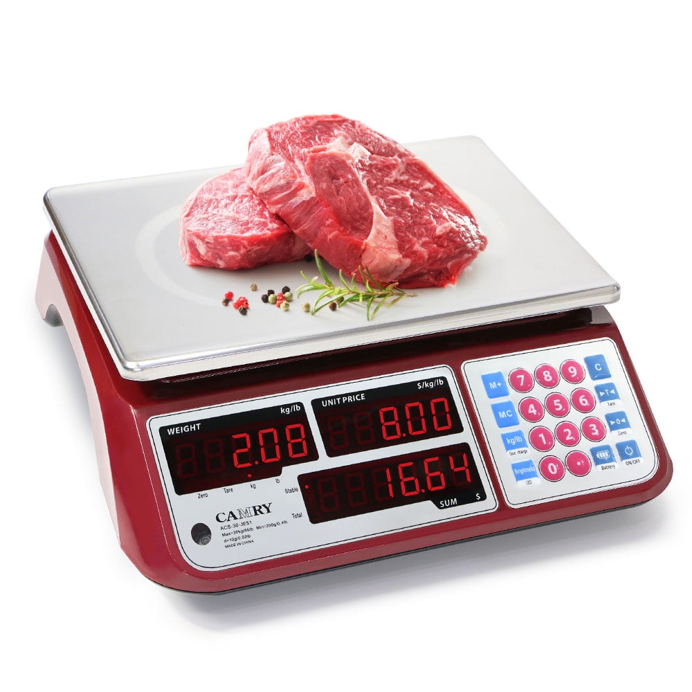 VEVOR Electronic Price Computing Scale, 66 lb Digital Deli Weight Scales, LED di