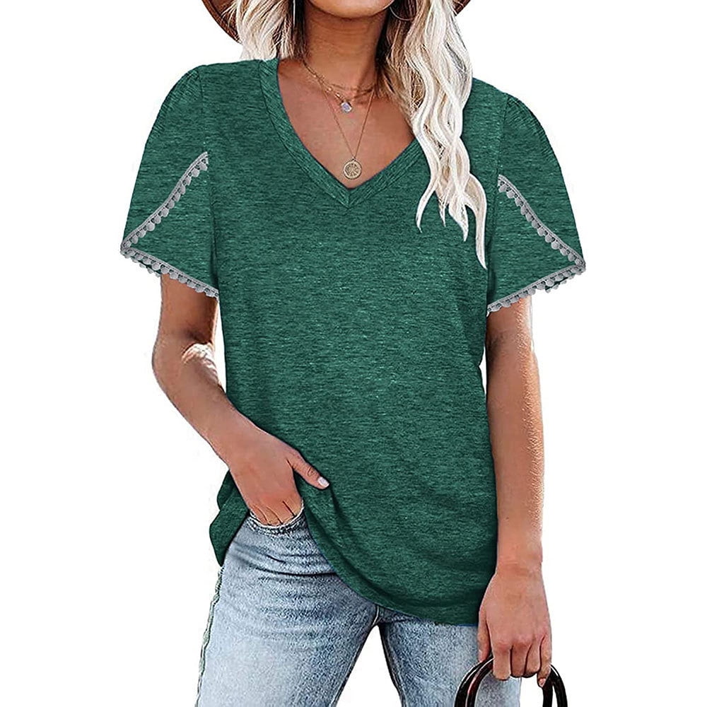 SHEOWO Plus Size T-Shirts for Women V 