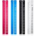 thumbnail image 1 of 4 Pieces Metal Ruler Stainless Steel Aluminum Ruler Metal Straight Edge Ruler Kit with Conversion Table Measuring Device Tool for Student School Office Supplies, 12 Inch Black Silver Blue Rose Red, 1 of 7