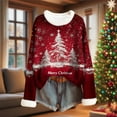 thumbnail image 4 of JTZGDY Womens Christmas Sweatshirts Fuzzy Trim Long Sleeve V Neck Xmas Wine Cup with Santa Hat/Glitter Xmas Tree Print Pullover Tops Fashion 2025 Crewneck Graphic Holiday Outfit Clothes Red#04 XXL, 4 of 5