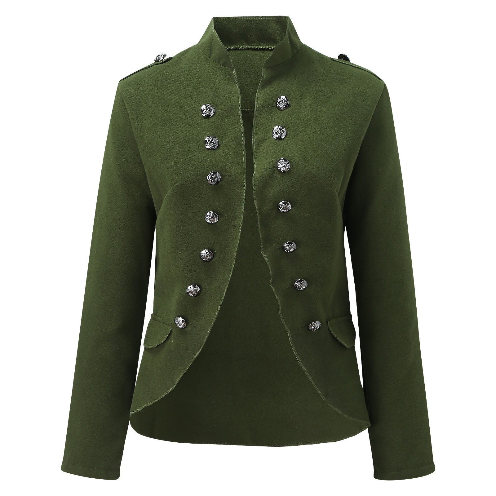 Povozer Womens Double Button Front Military Style Blazer Ladies