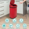 thumbnail image 5 of Kitchen Trash Can 13 Gallon Garbage Can, Sensor Trash Can Touchless Stainless Steel Trash Can, Brushed Dustbin 50 Liter Motion Trash Bin Metal Waste Bin with Lid for Home Bathroom Offic, Red, 5 of 7
