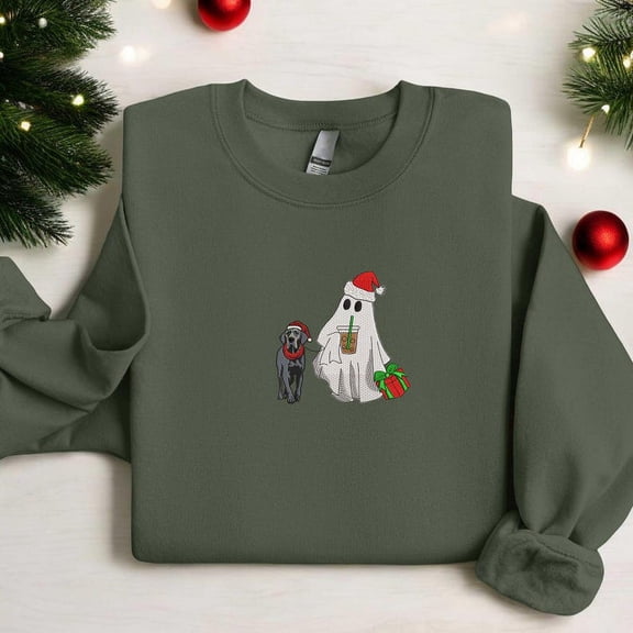 Christmas Dog Labrador Retriever Santa Embroidered Sweatshirt