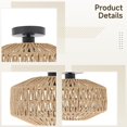 thumbnail image 3 of Rattan Ceiling Light Fixture, Vintage Industrial Style, Handwoven Natural Rattan with Hexagonal Shade, Ceiling Mount for Living Room, Dining Room, Bedroom, 11.8in / 30 cm, 3 of 5