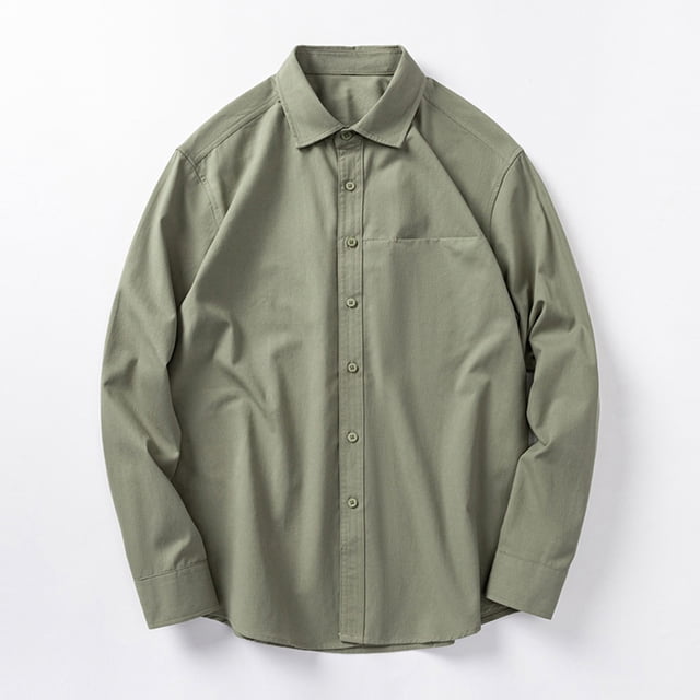 Seeotter Men's Casual Long Sleeve Solid Button Down Shirt Jacket Relaxed Fit Plus Size Comfortable Breathable Top