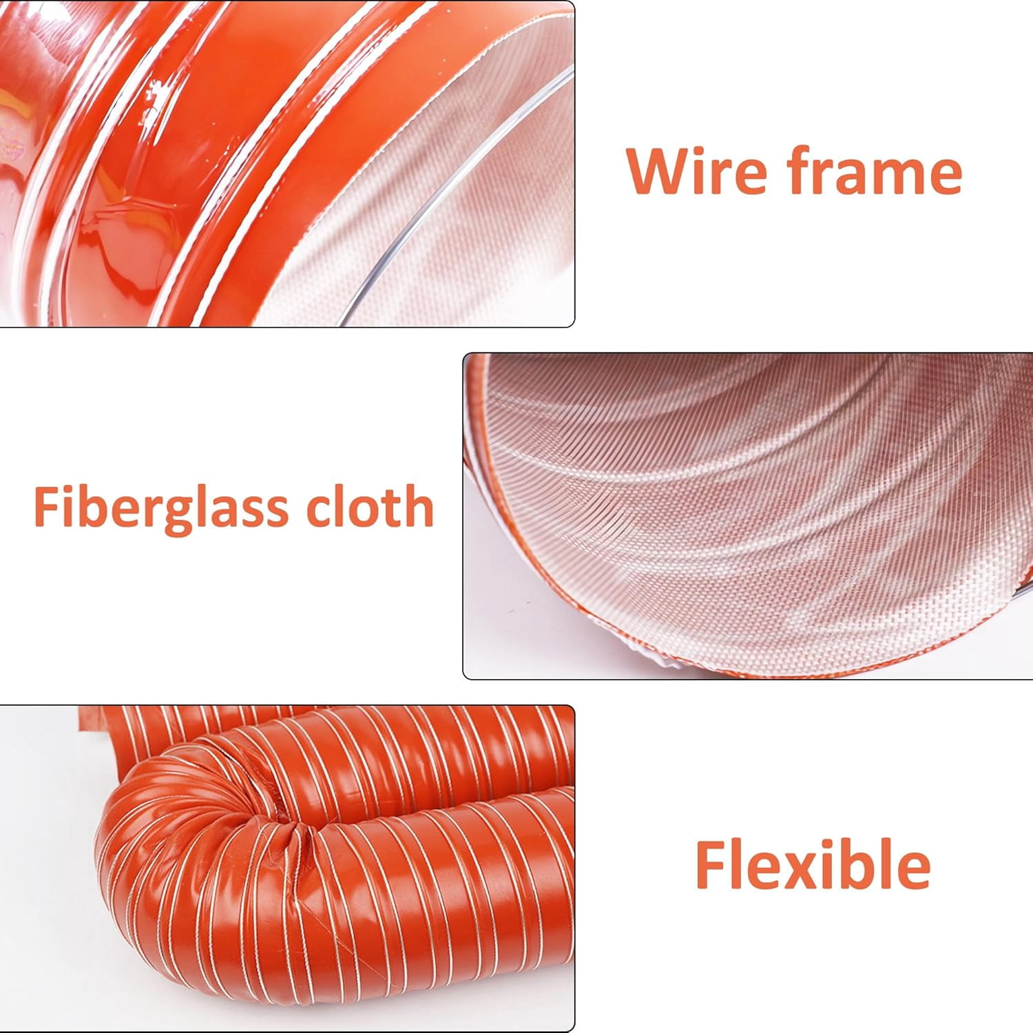 2in Dryer Vent Hose:Flexible Air Intake Hose High Temperature Resistance and Flame Retardant,Exhaust Duct Hose Suitable for Dryers, Printing Presses, Blowers, Automotive Engines, etc (2in,3ft/1m)