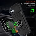 thumbnail image 4 of Decase Compatible with iPhone 16 5G Brackets Case,Car Mount Magnetic Kickstand Carrying Card Slots 2 in 1 Anti-Fall Phone Case,Shockproof Rugged Case for iPhone 16,Black, 4 of 7