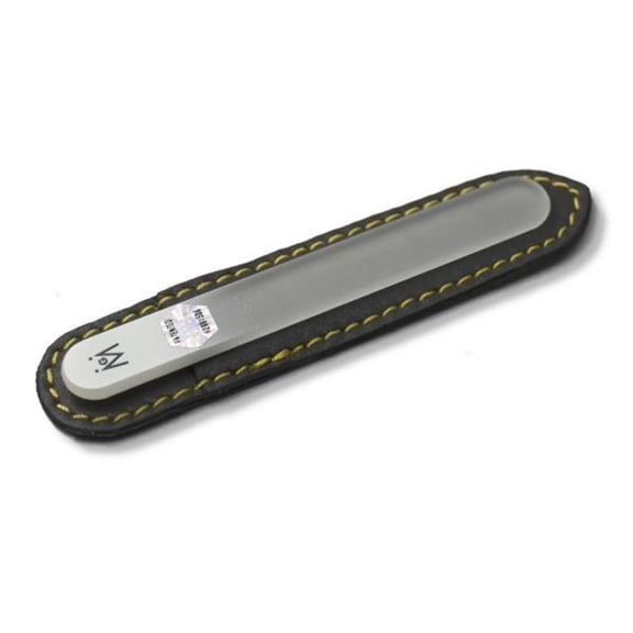 GERMANIKURE Czech Crystal Glass Nail File in Suede Leather Case - Infant, Toddler Rounded Safety - Professional Manicure & Pedicure Products for Smooth Easy Shaping of Natural Nails