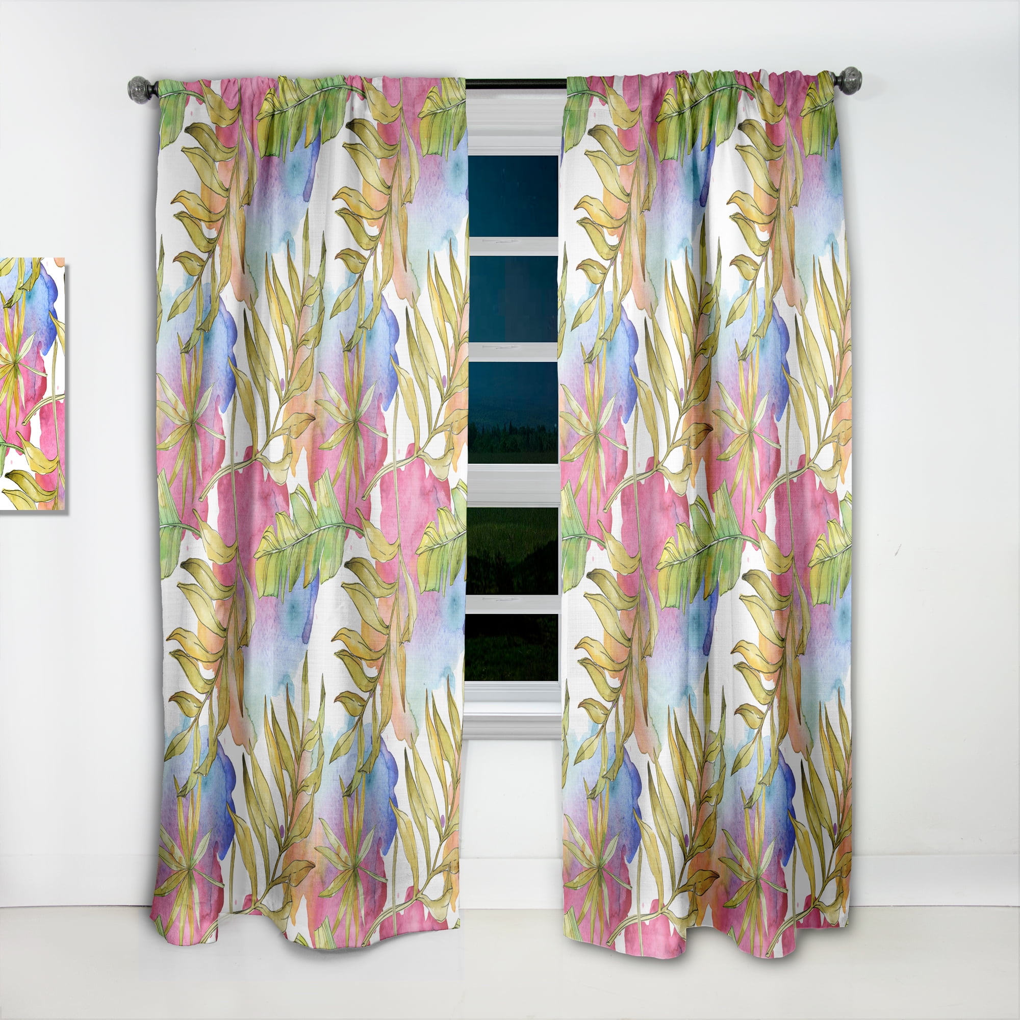 Designart 'Foliage Tropical II' Mid-Century Modern Curtain Panel