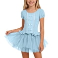 thumbnail image 5 of Edvintorg Girls Tutu Dress Tulle Stretchy Crew Neck Short Sleeve Princess Dresses Kids Clothes Girls Size 3-13, 5 of 9