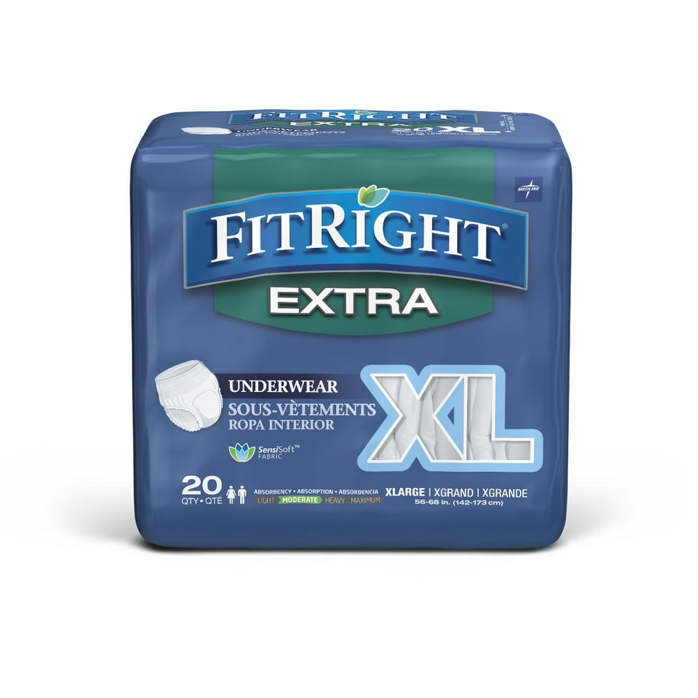 Medline FitRight ExtraProtective Disposable Underwear, XL 20 Count