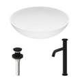 thumbnail image 2 of VIGO Matte Stone Lotus Composite Round Vessel Bathroom Sink in White with Cass Faucet and Pop-Up Drain in Matte Black, 2 of 10