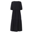 thumbnail image 4 of Vedolay Women's Summer Dresses Puff Sleeve Crew Neck Solid Long Dresses,Black M, 4 of 4