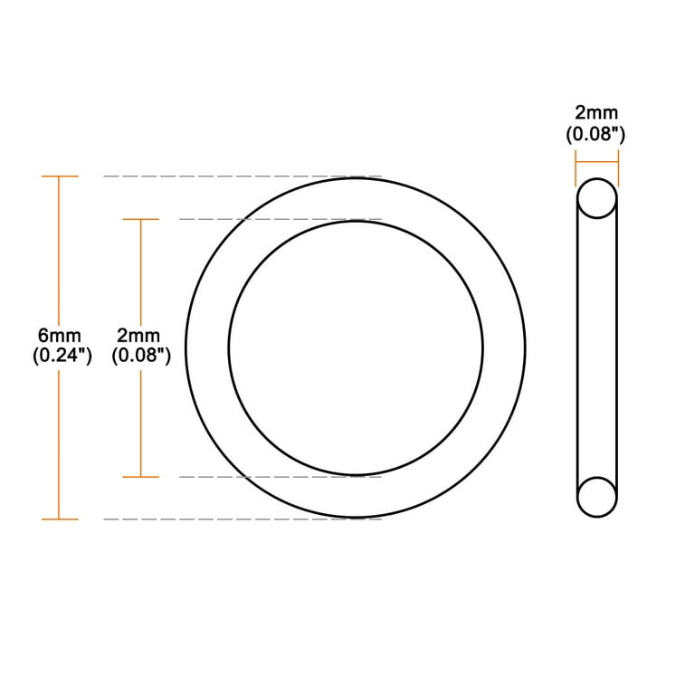 O-Rings Nitrile Rubber 2mm x 6mm x 2mm Seal Rings Sealing